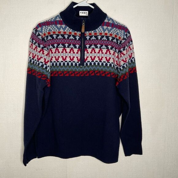 Vintage Joseph Turner Sweater Men’s Large Lambswool Fair Isle Pattern Intarsia - Picture 6 of 9